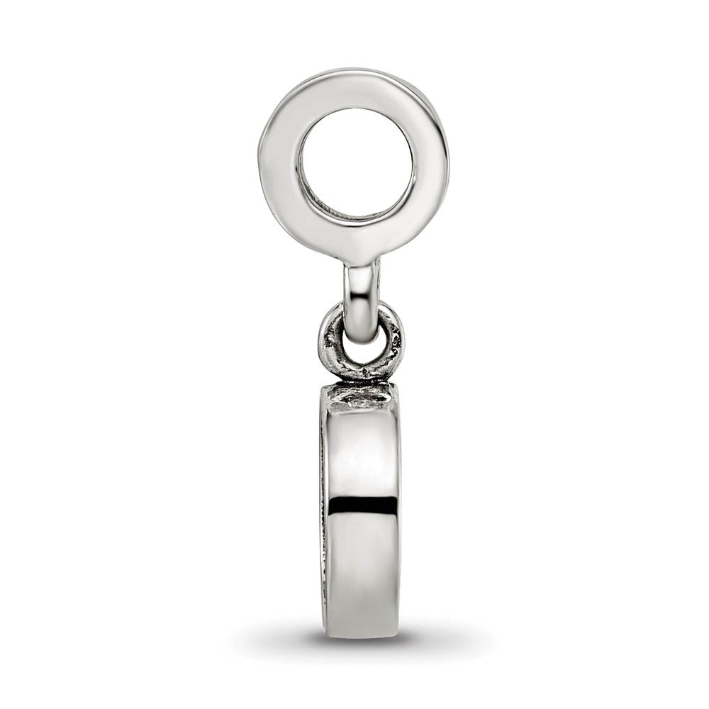 Alternate view of the Sterling Silver Compass Dangle Bead Charm by The Black Bow Jewelry Co.