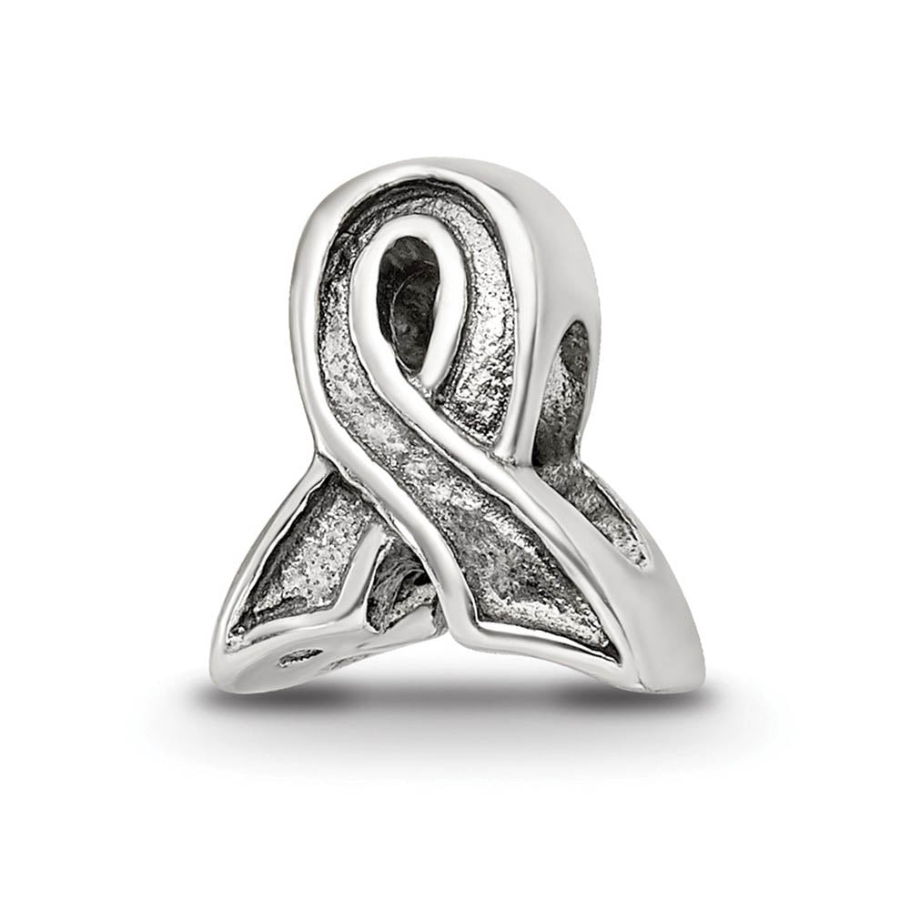 Sterling Silver Awareness Ribbon Bead Charm, Item B9845 by The Black Bow Jewelry Co.