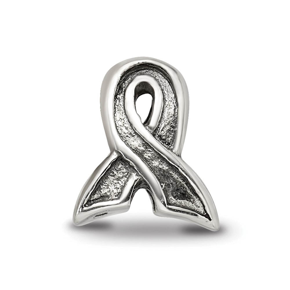 Alternate view of the Sterling Silver Awareness Ribbon Bead Charm by The Black Bow Jewelry Co.