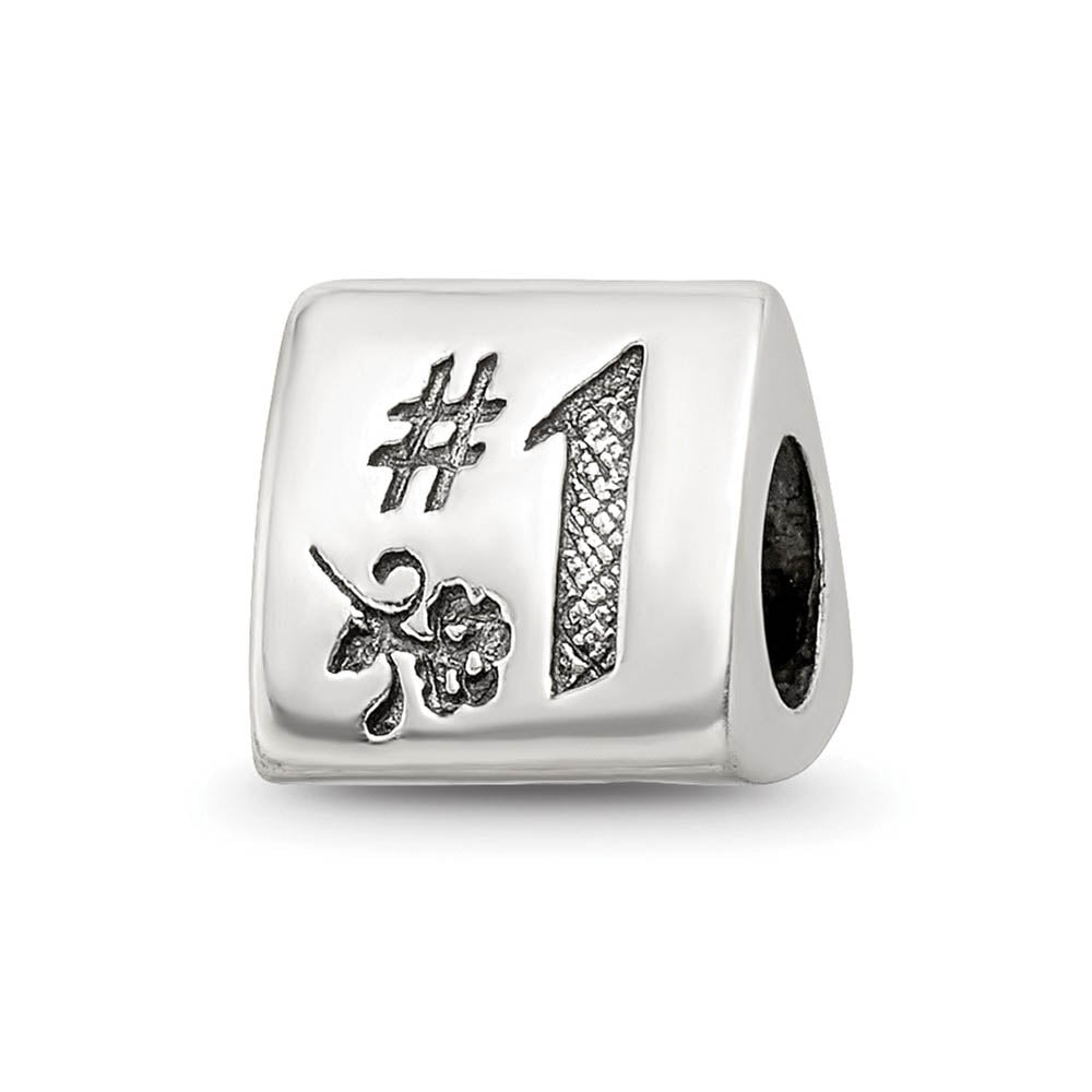 Alternate view of the I Love You Mom, 3-Sided Sterling Silver Bead Charm by The Black Bow Jewelry Co.