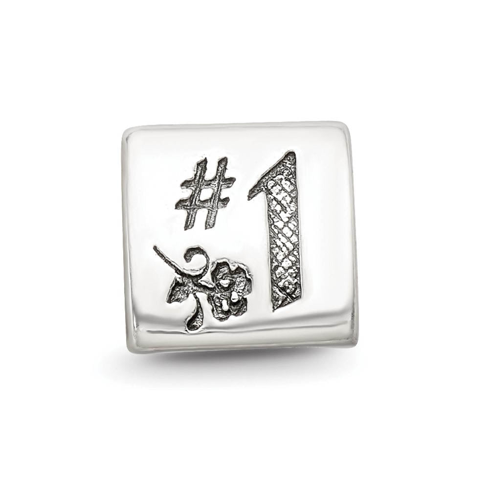 Alternate view of the I Love You Mom, 3-Sided Sterling Silver Bead Charm by The Black Bow Jewelry Co.