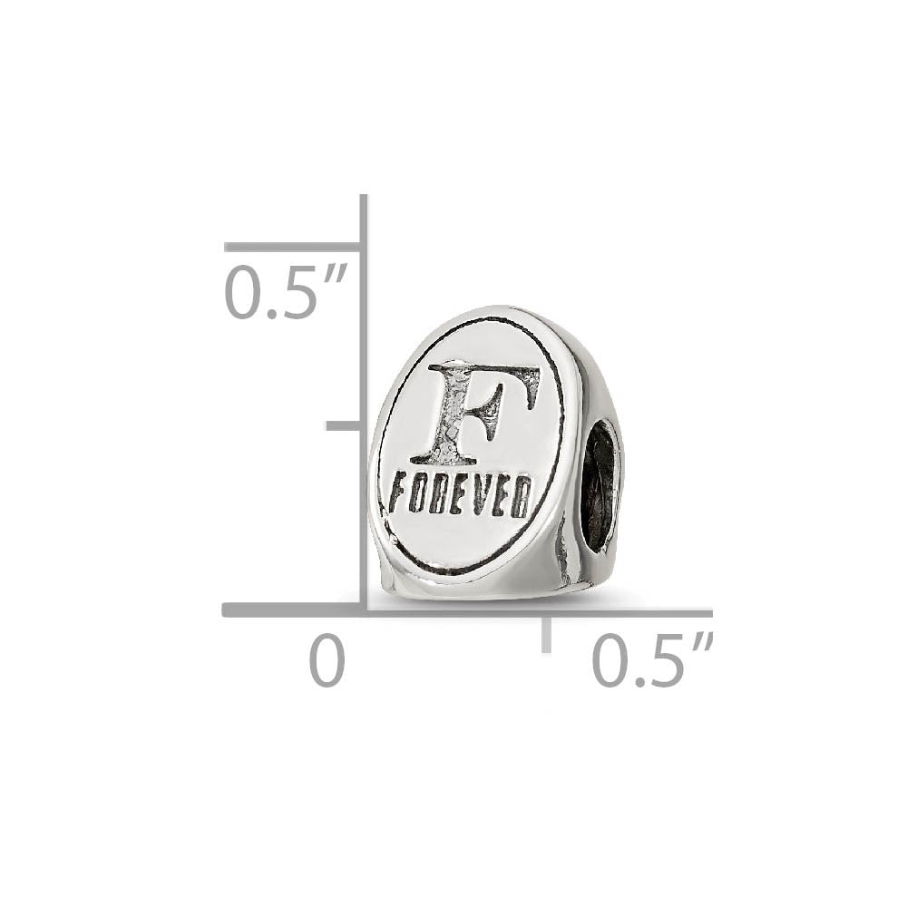 Alternate view of the Sterling Silver Best Friends Forever, 3-Sided Bead Charm by The Black Bow Jewelry Co.