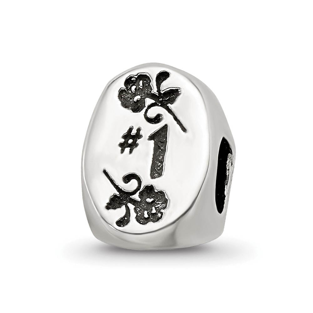 Alternate view of the Sterling Silver I Love You Mom 3-Sided Bead Charm by The Black Bow Jewelry Co.