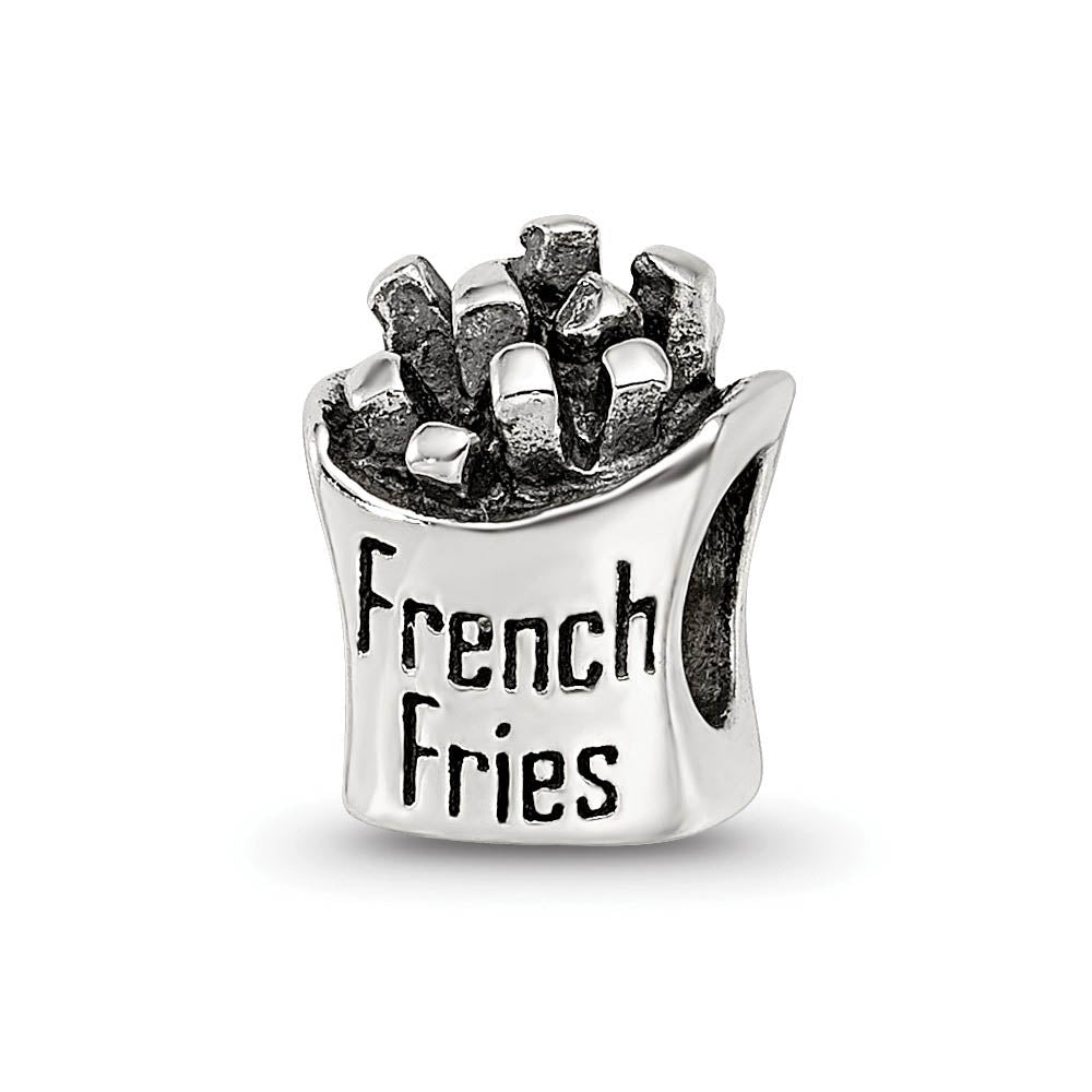Sterling Silver French Fries Bead Charm, Item B9851 by The Black Bow Jewelry Co.