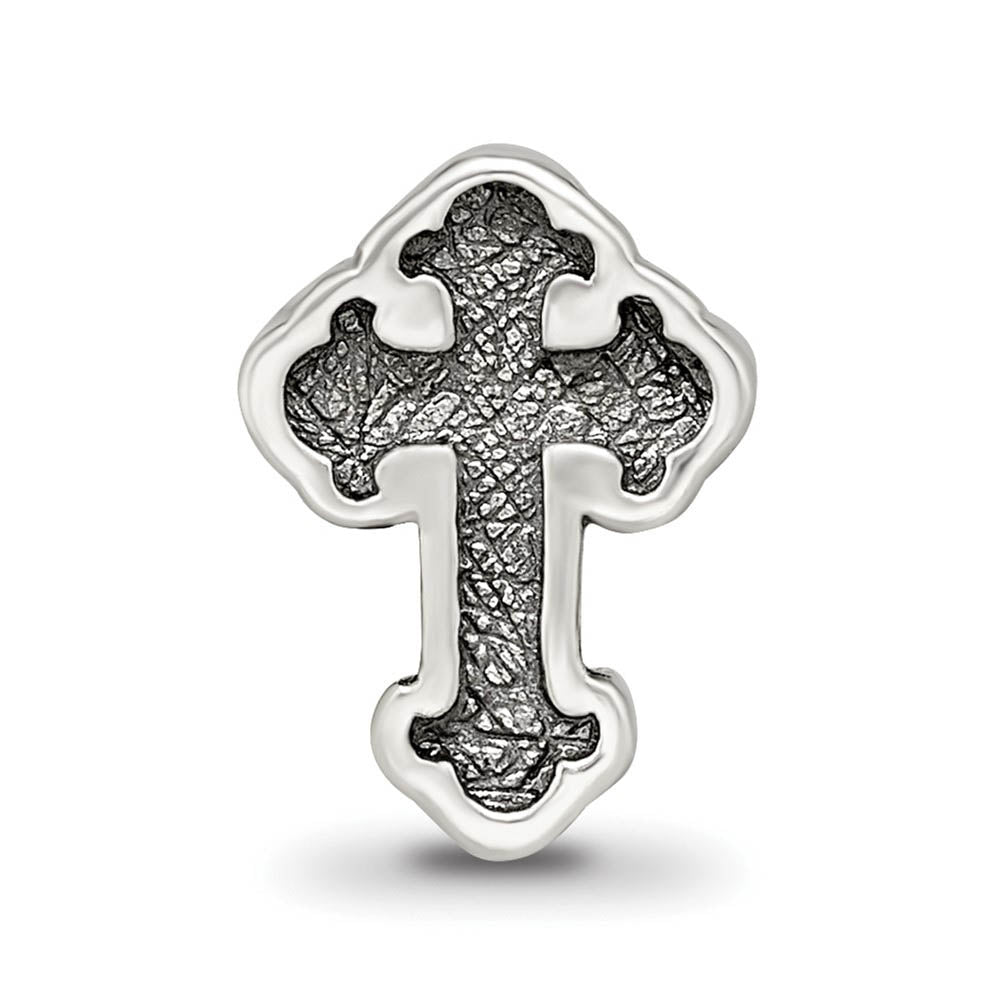 Alternate view of the Sterling Silver Budded Cross Bead Charm by The Black Bow Jewelry Co.