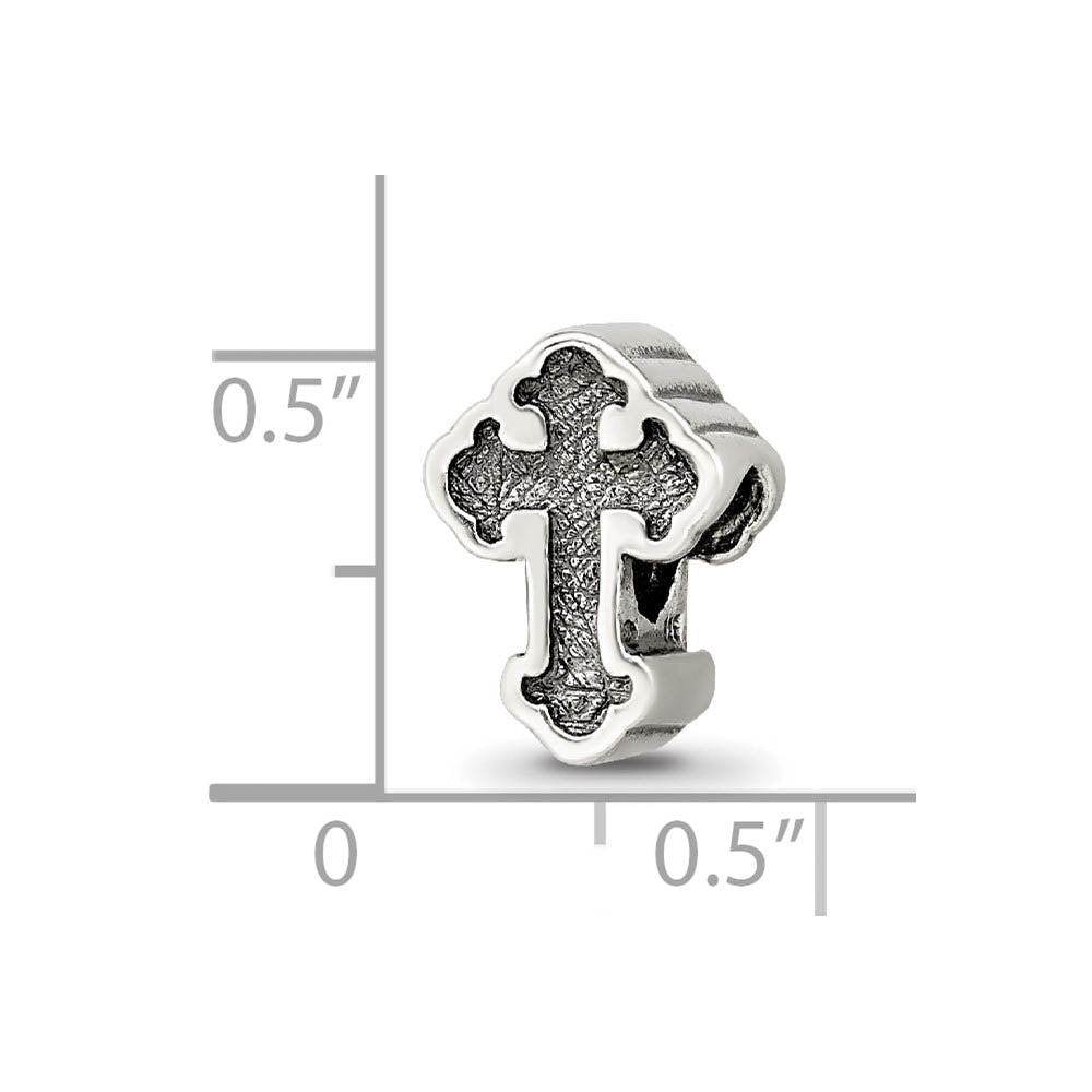 Alternate view of the Sterling Silver Budded Cross Bead Charm by The Black Bow Jewelry Co.