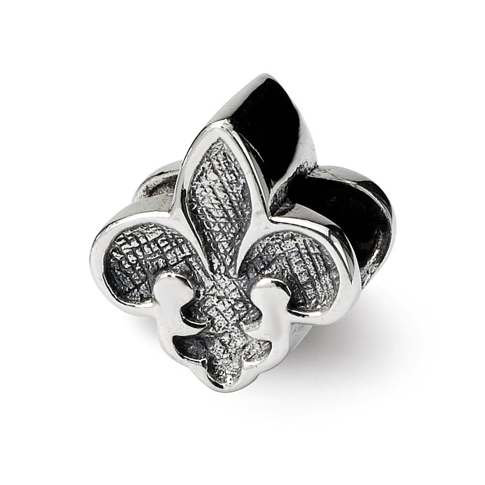 Sterling Silver Fleur de lis Bead Charm, Item B9853 by The Black Bow Jewelry Co.