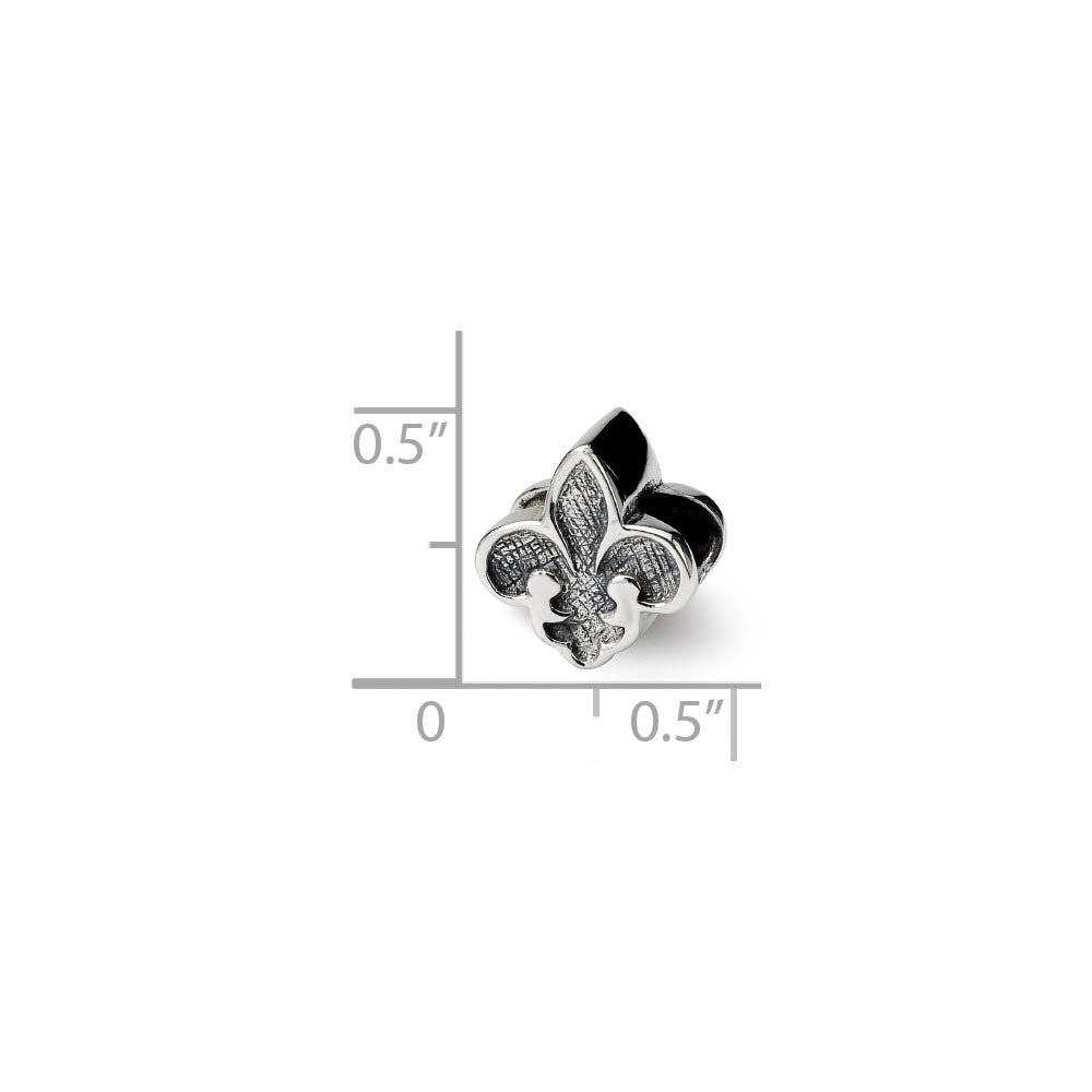 Alternate view of the Sterling Silver Fleur de lis Bead Charm by The Black Bow Jewelry Co.