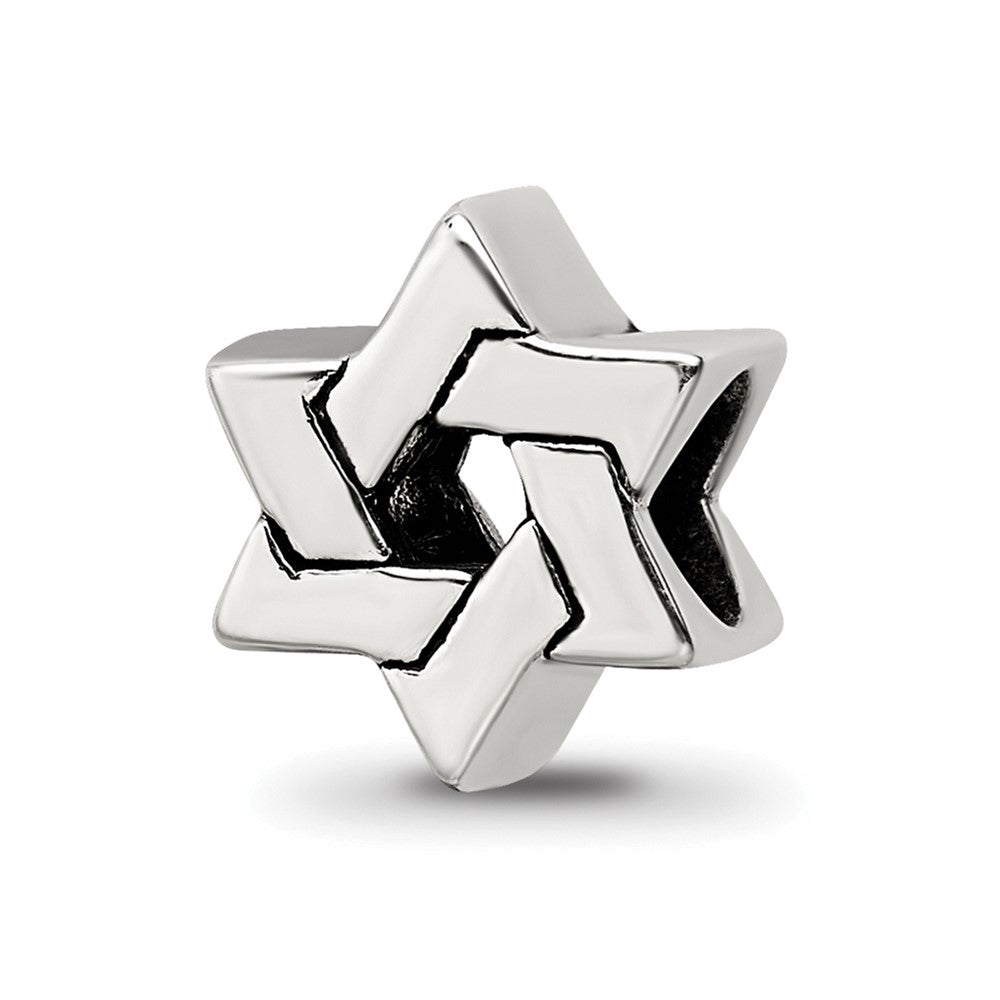 Sterling Silver Star of David Bead Charm, Item B9854 by The Black Bow Jewelry Co.