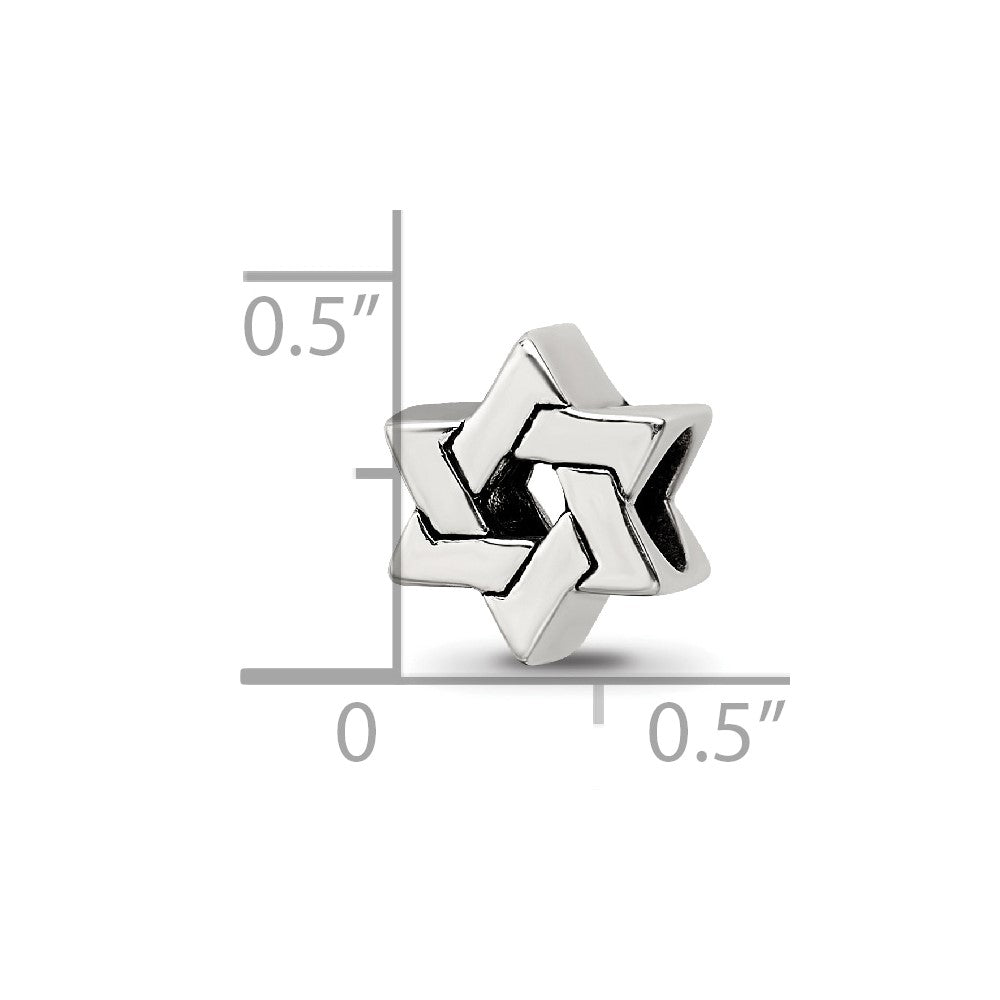 Alternate view of the Sterling Silver Star of David Bead Charm by The Black Bow Jewelry Co.