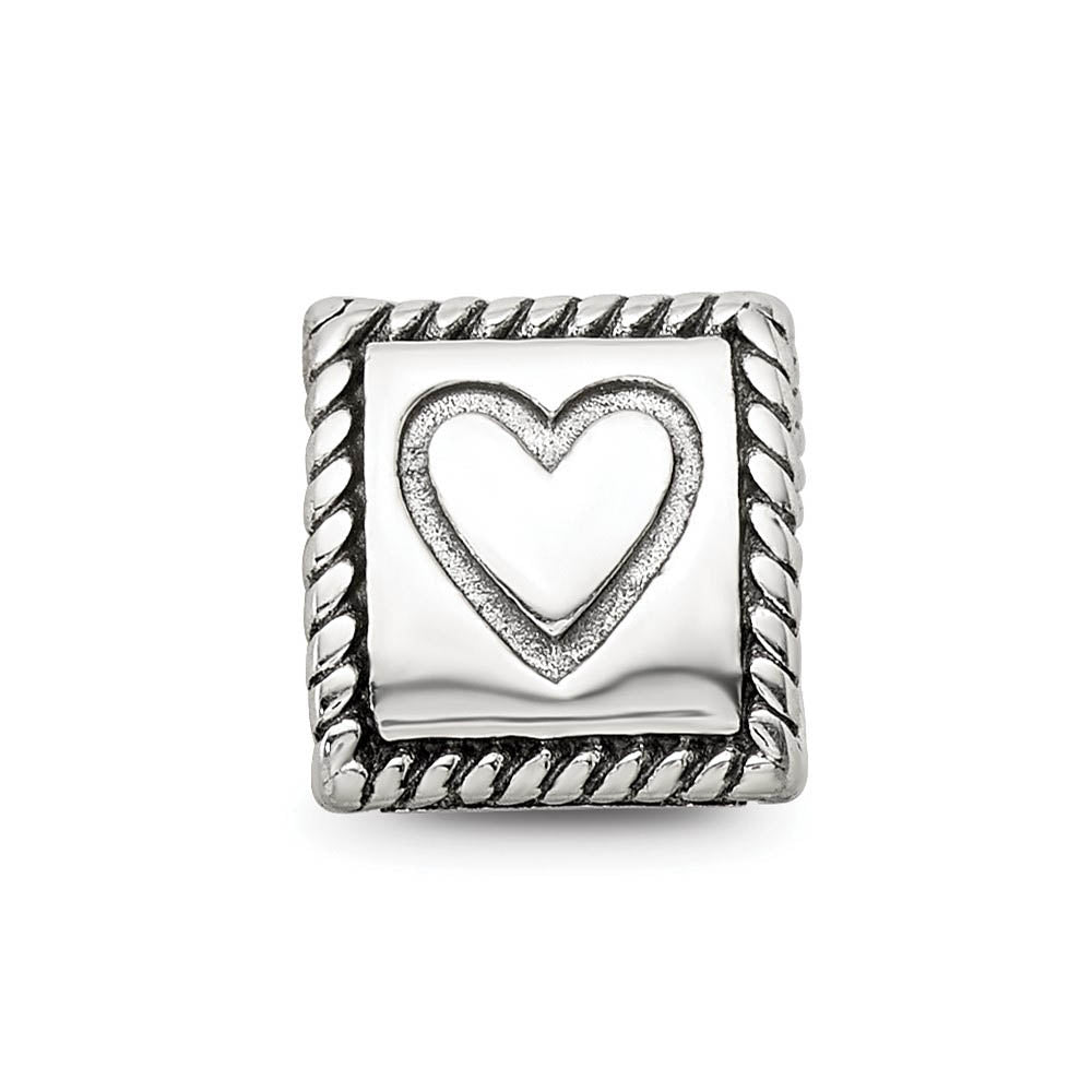Alternate view of the Sterling Silver Faith, Hope and Charity, 3-Sided Bead Charm by The Black Bow Jewelry Co.