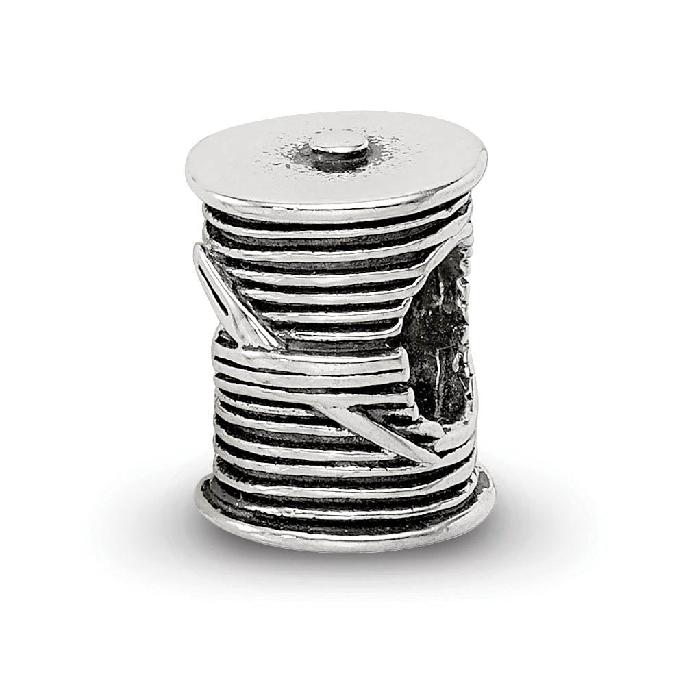 Sterling Silver Thread and Needle Bead Charm, Item B9860 by The Black Bow Jewelry Co.