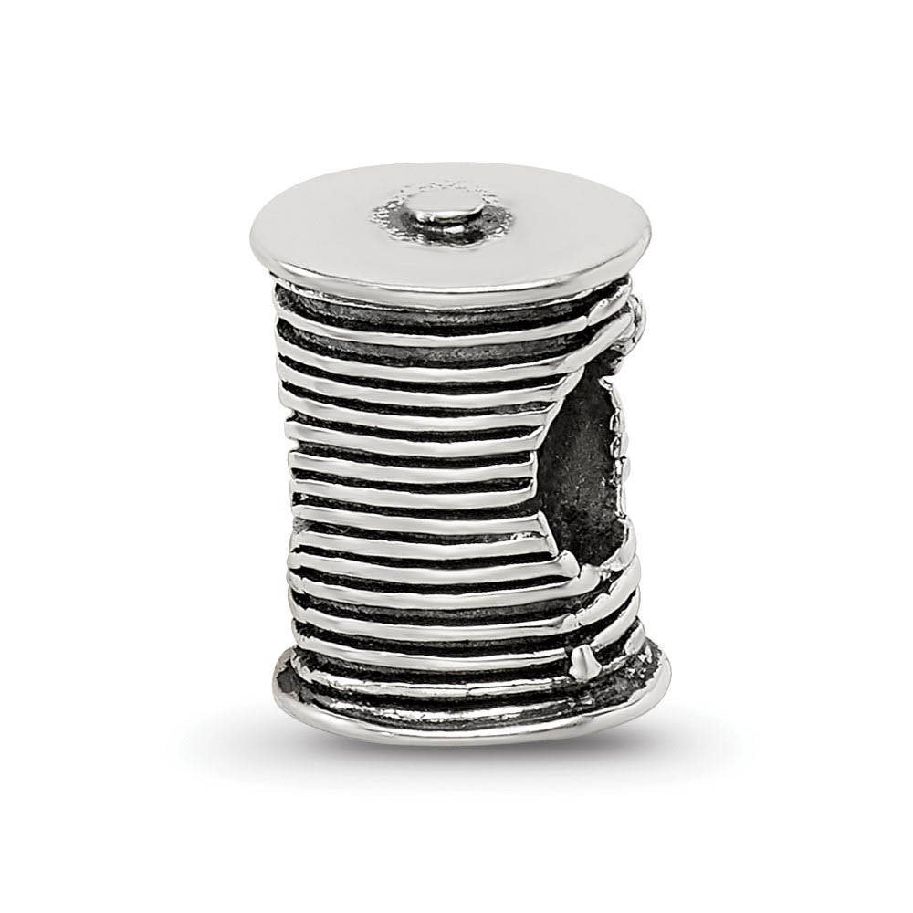 Alternate view of the Sterling Silver Thread and Needle Bead Charm by The Black Bow Jewelry Co.