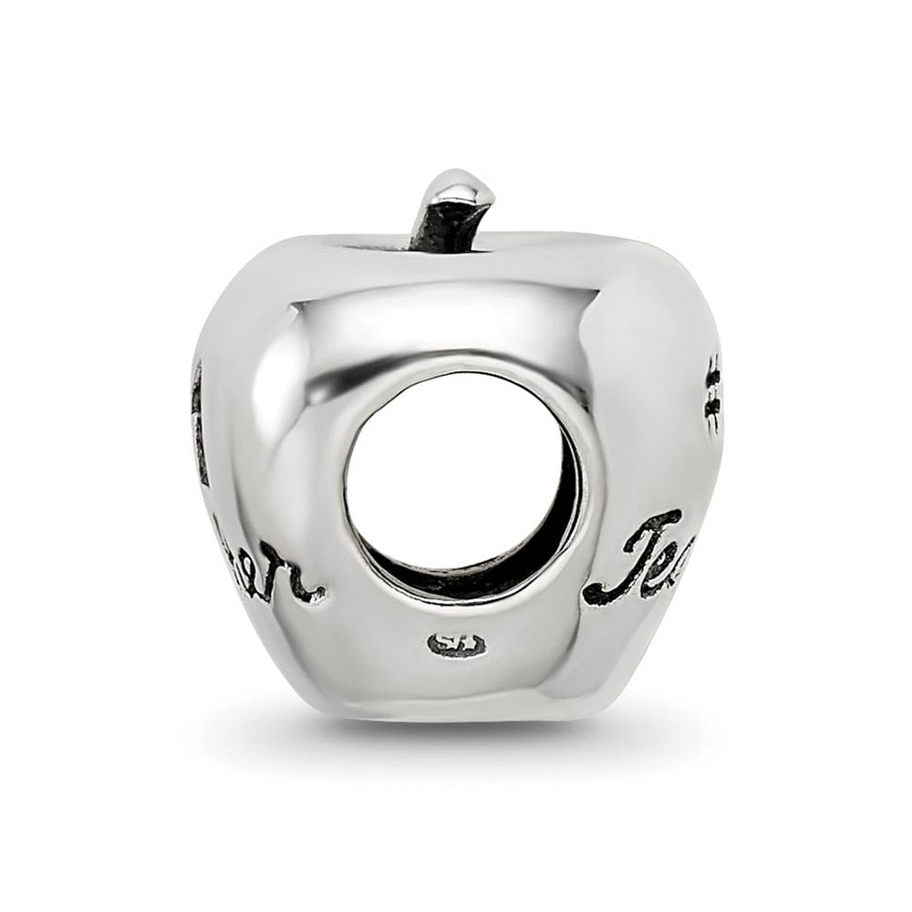 Alternate view of the Sterling Silver #1 Teacher Apple Bead Charm by The Black Bow Jewelry Co.