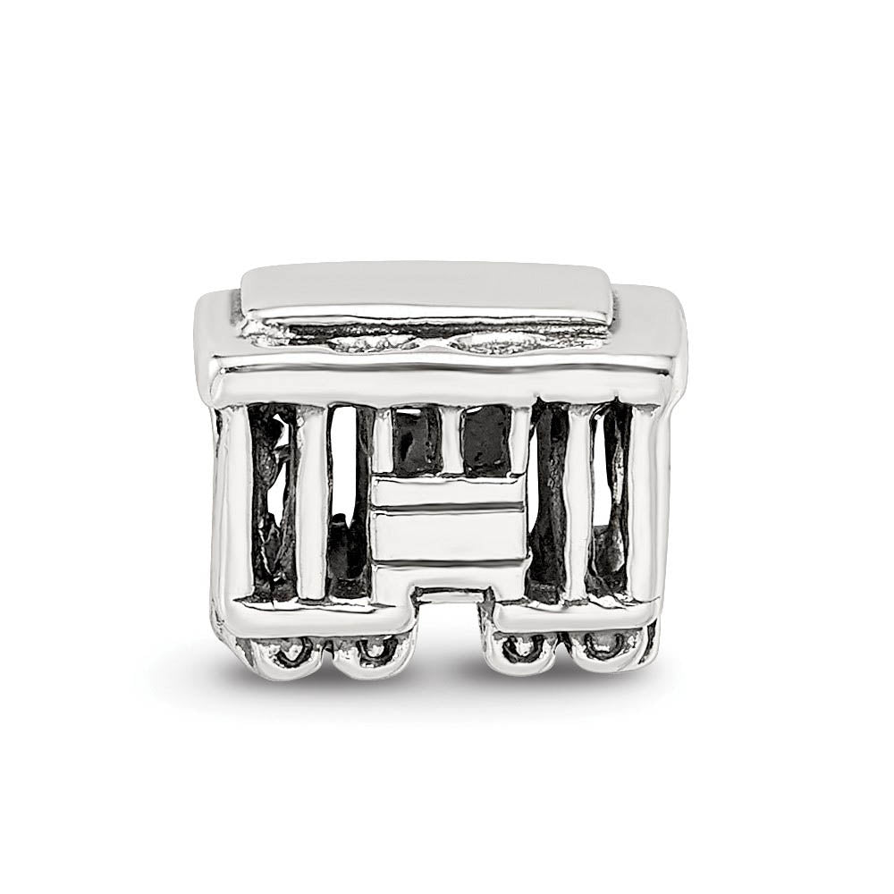 Alternate view of the Sterling Silver Streetcar Bead Charm by The Black Bow Jewelry Co.