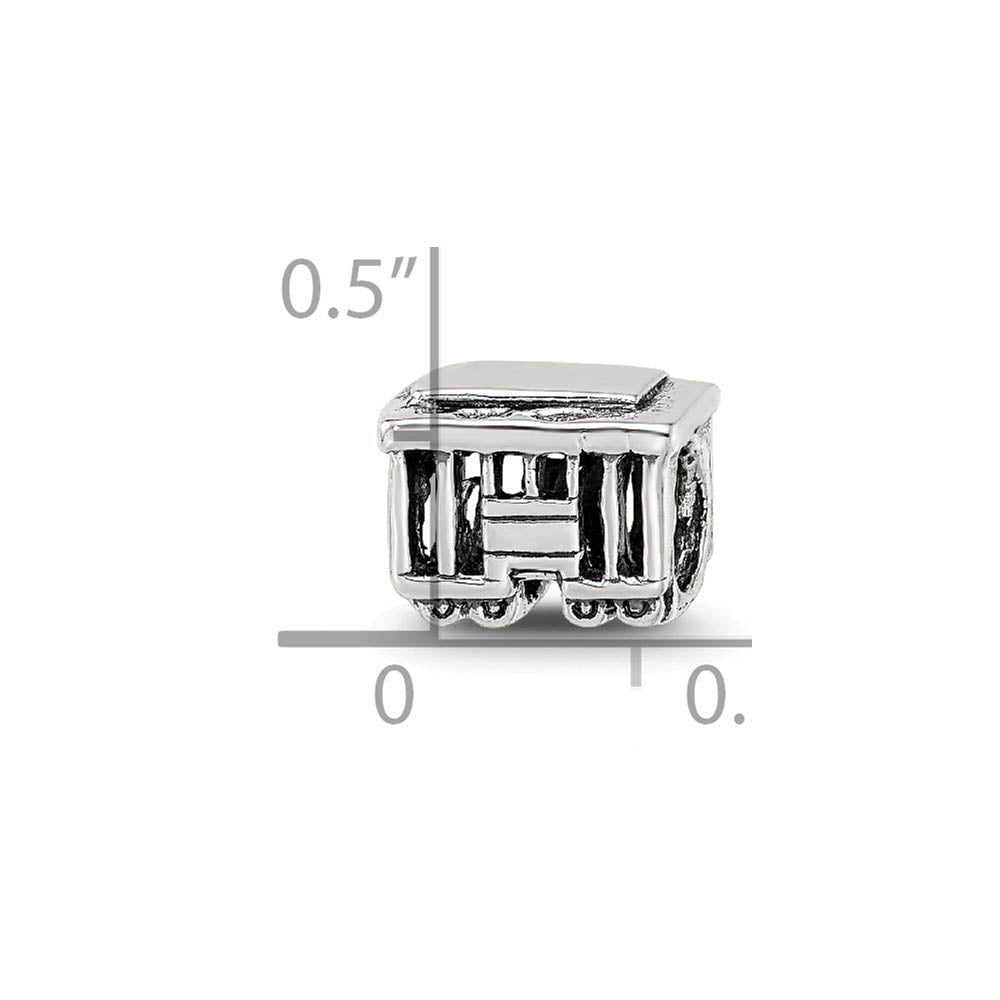 Alternate view of the Sterling Silver Streetcar Bead Charm by The Black Bow Jewelry Co.