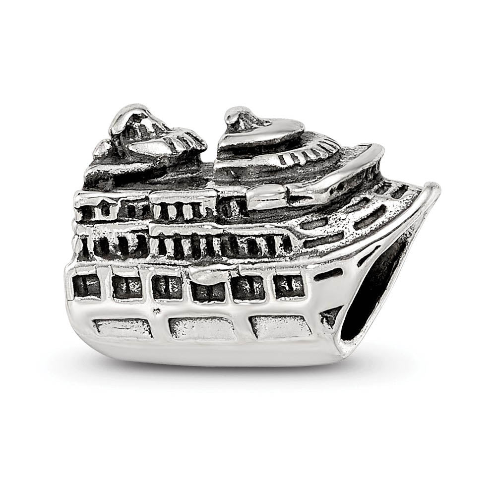 Sterling Silver Cruise Ship Bead Charm, Item B9864 by The Black Bow Jewelry Co.