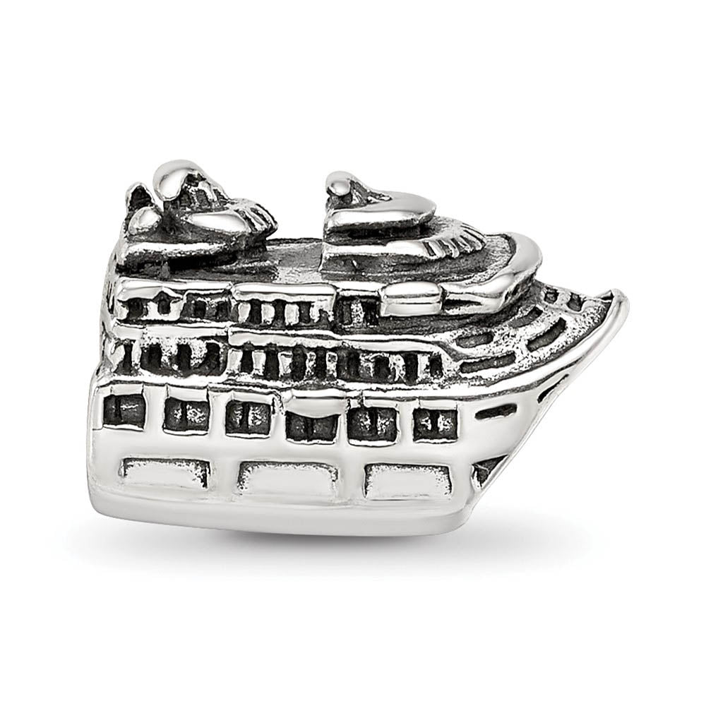 Alternate view of the Sterling Silver Cruise Ship Bead Charm by The Black Bow Jewelry Co.