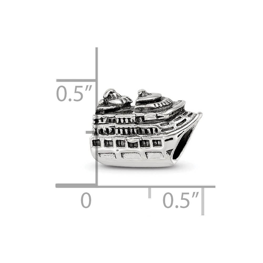 Alternate view of the Sterling Silver Cruise Ship Bead Charm by The Black Bow Jewelry Co.