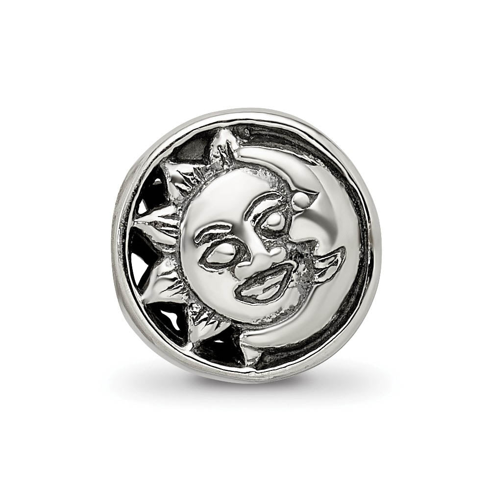 Alternate view of the Sterling Silver Sun and Moon Bead Charm by The Black Bow Jewelry Co.