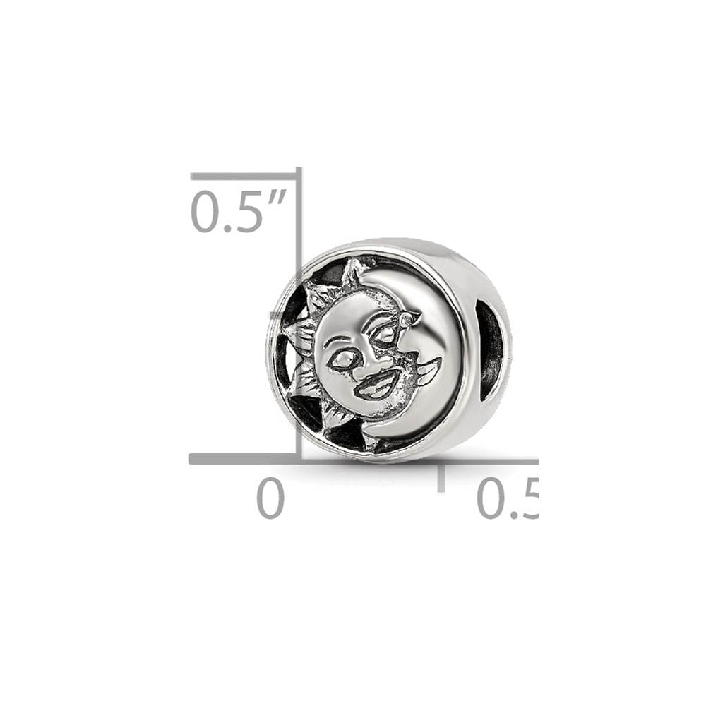 Alternate view of the Sterling Silver Sun and Moon Bead Charm by The Black Bow Jewelry Co.