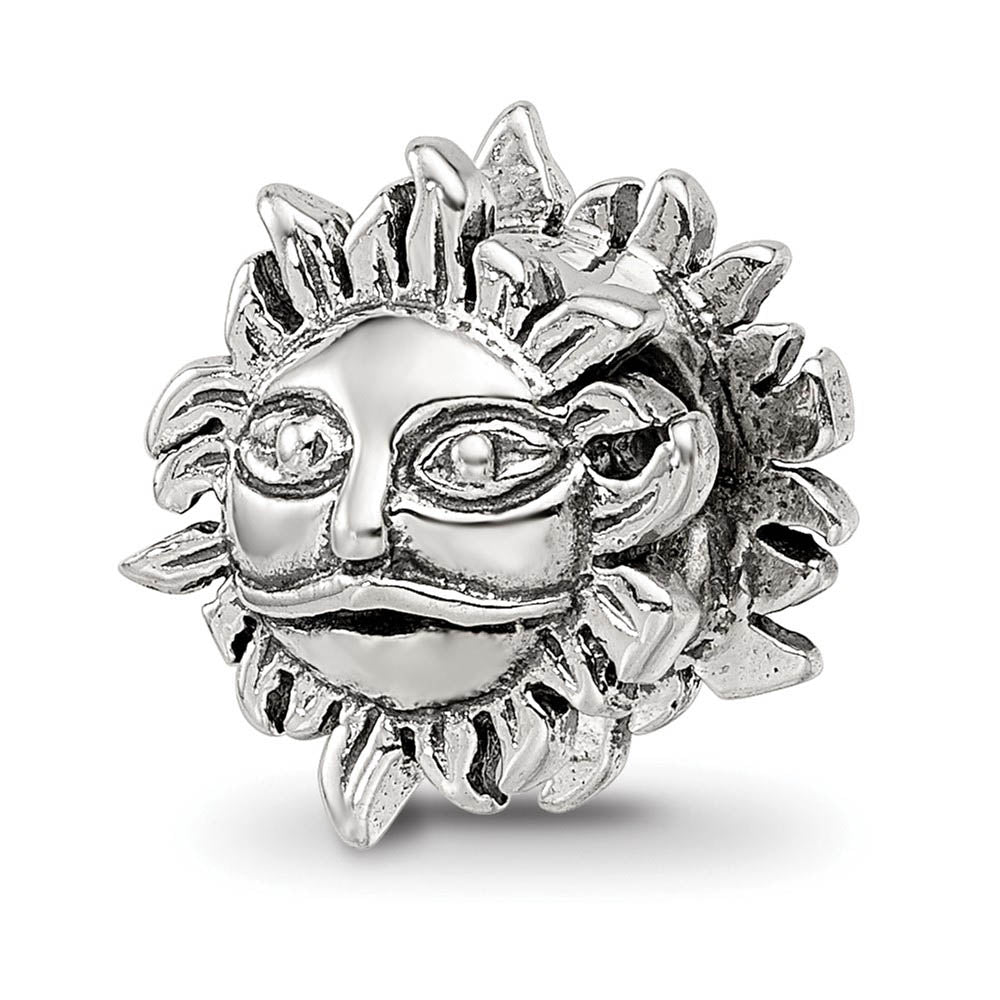 Sterling Silver Celestial Sun Bead Charm, Item B9872 by The Black Bow Jewelry Co.
