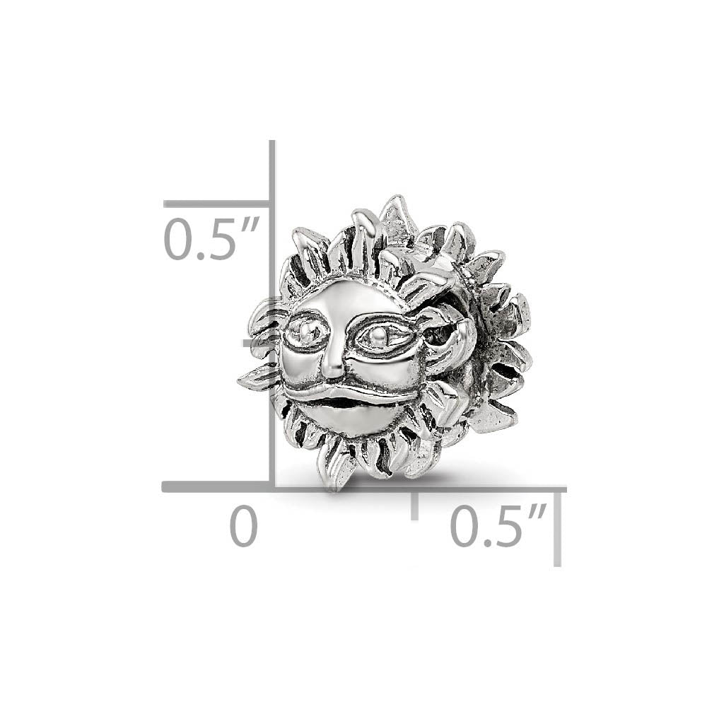 Alternate view of the Sterling Silver Celestial Sun Bead Charm by The Black Bow Jewelry Co.