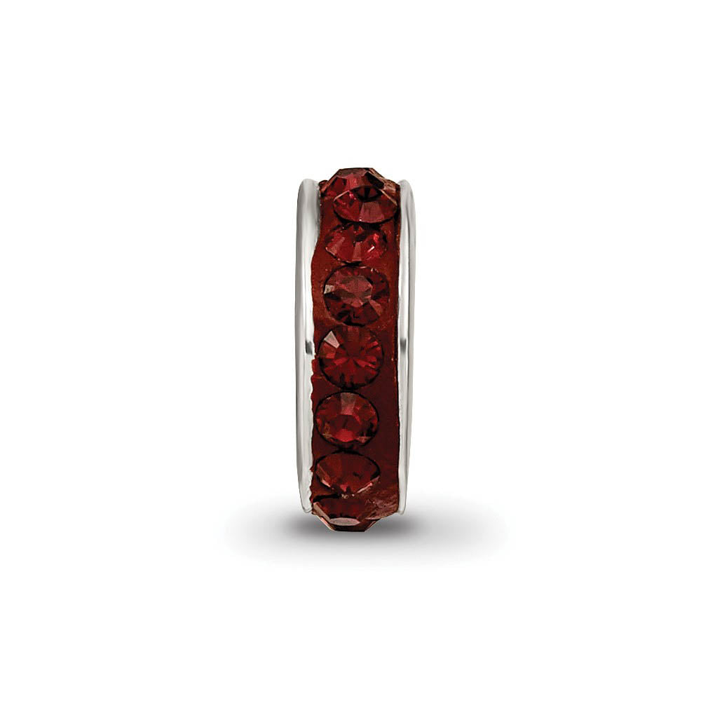 Alternate view of the Sterling Silver with Deep Red Crystals January Single Row Bead Charm by The Black Bow Jewelry Co.