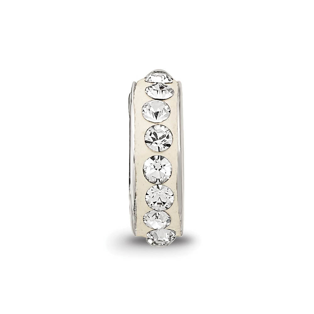 Alternate view of the Sterling Silver with White Crystals April Single Row Bead Charm by The Black Bow Jewelry Co.