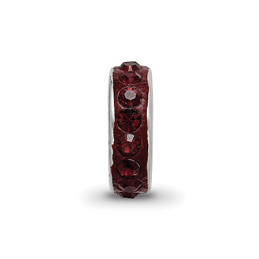 Alternate view of the Sterling Silver with Red Raspberry Crystals June Single Row Bead Charm by The Black Bow Jewelry Co.