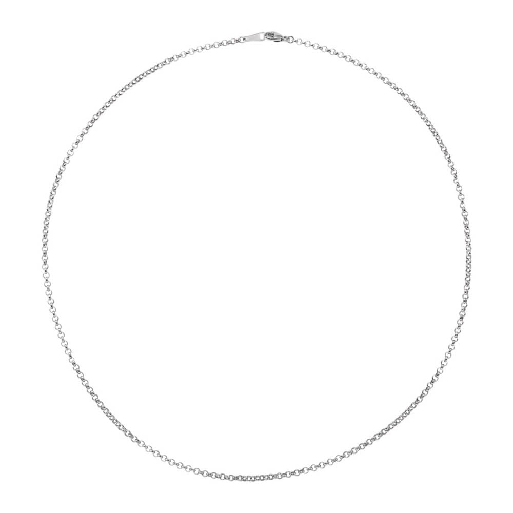 Alternate view of the 18k White Gold 2.4mm Hollow Rolo Chain Necklace by The Black Bow Jewelry Co.