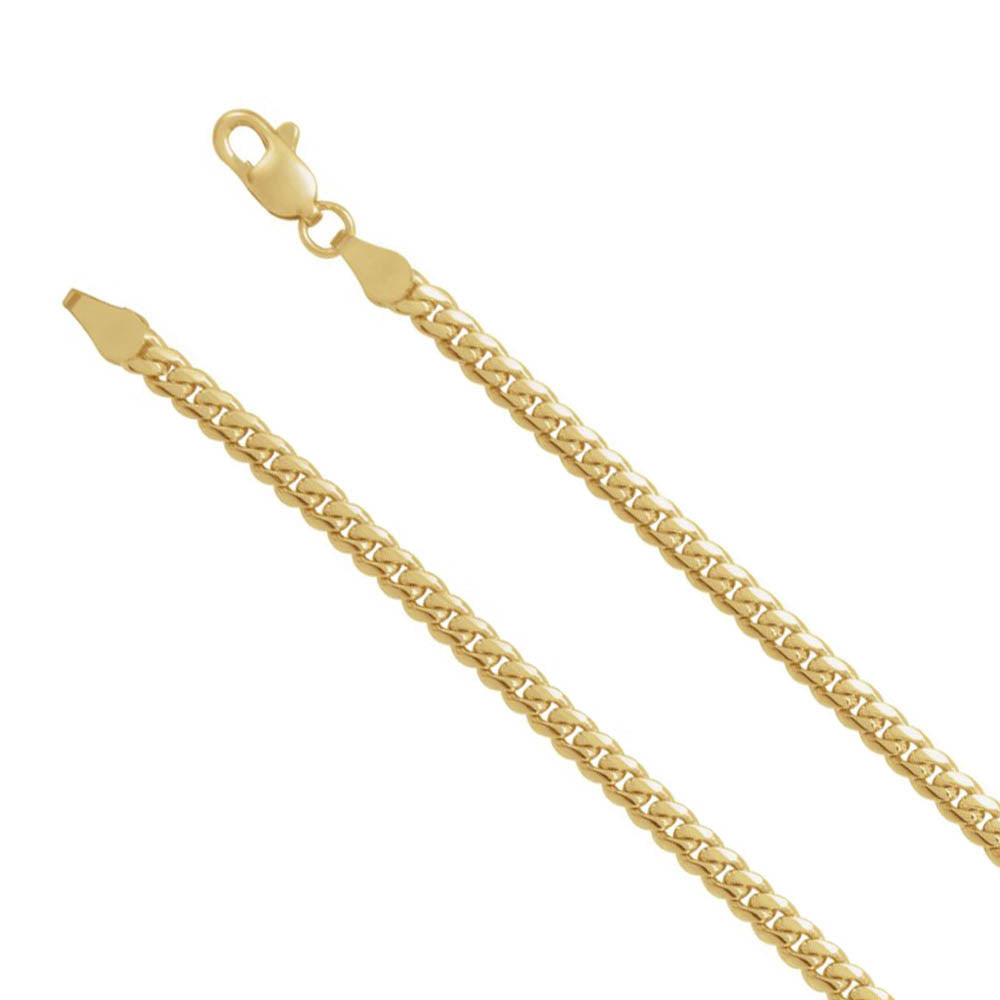 14k Yellow Gold 3.25mm Solid Miami Cuban (Curb) Chain Necklace