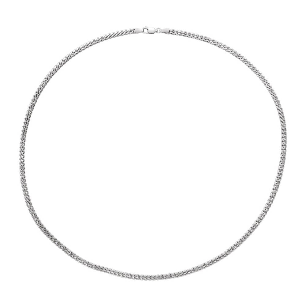 Alternate view of the Rhodium Plated Sterling Silver 3.7mm Miami Cuban (Curb) Chain Necklace by The Black Bow Jewelry Co.