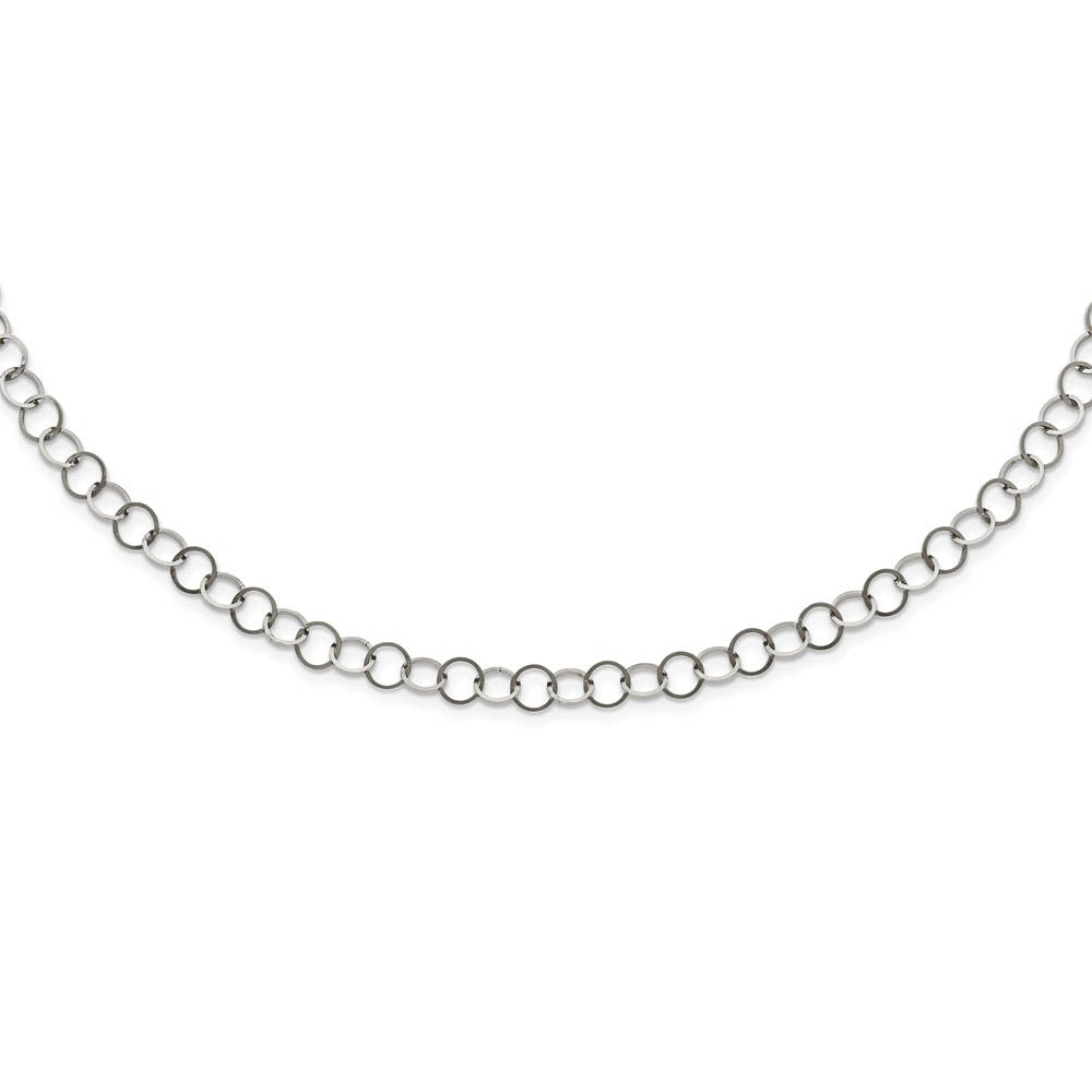 Stainless Steel 6mm Polished Circle Cable Link Chain Necklace