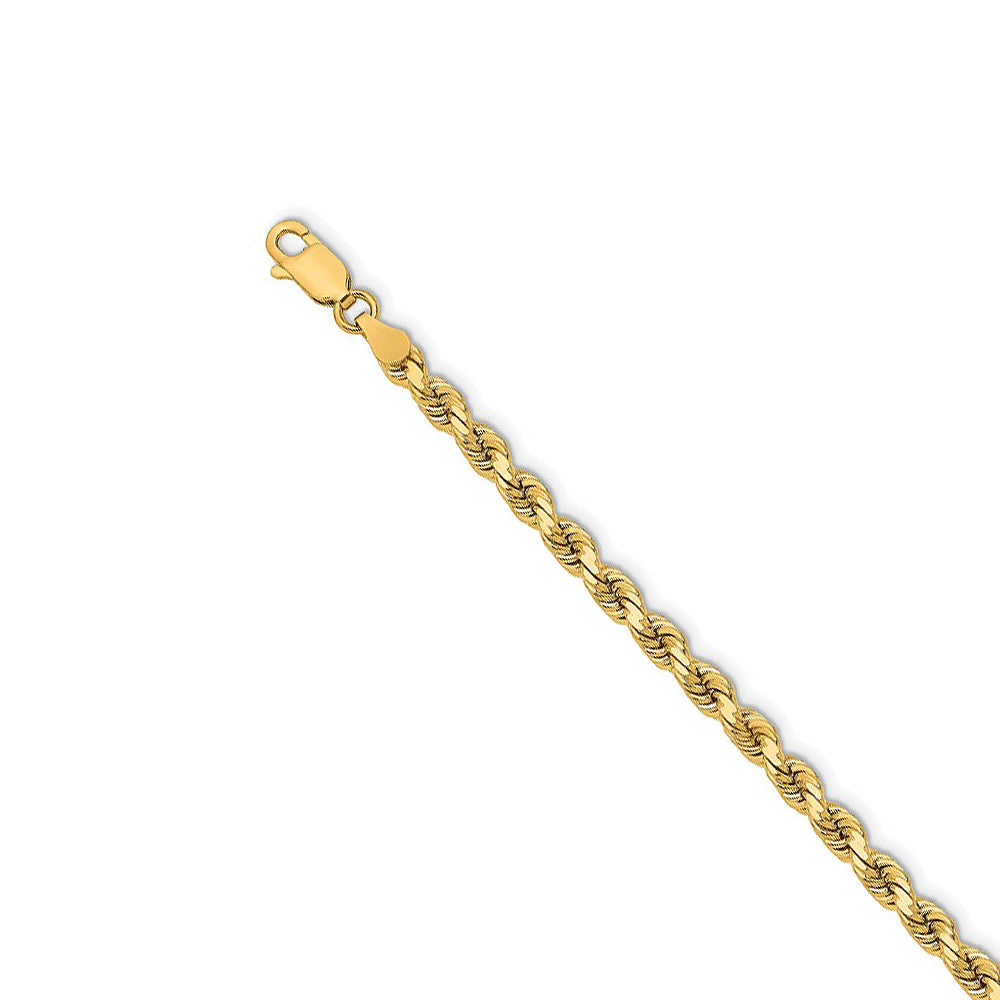 14k Yellow Gold 3.75mm Diamond Cut Solid Rope Chain Necklace