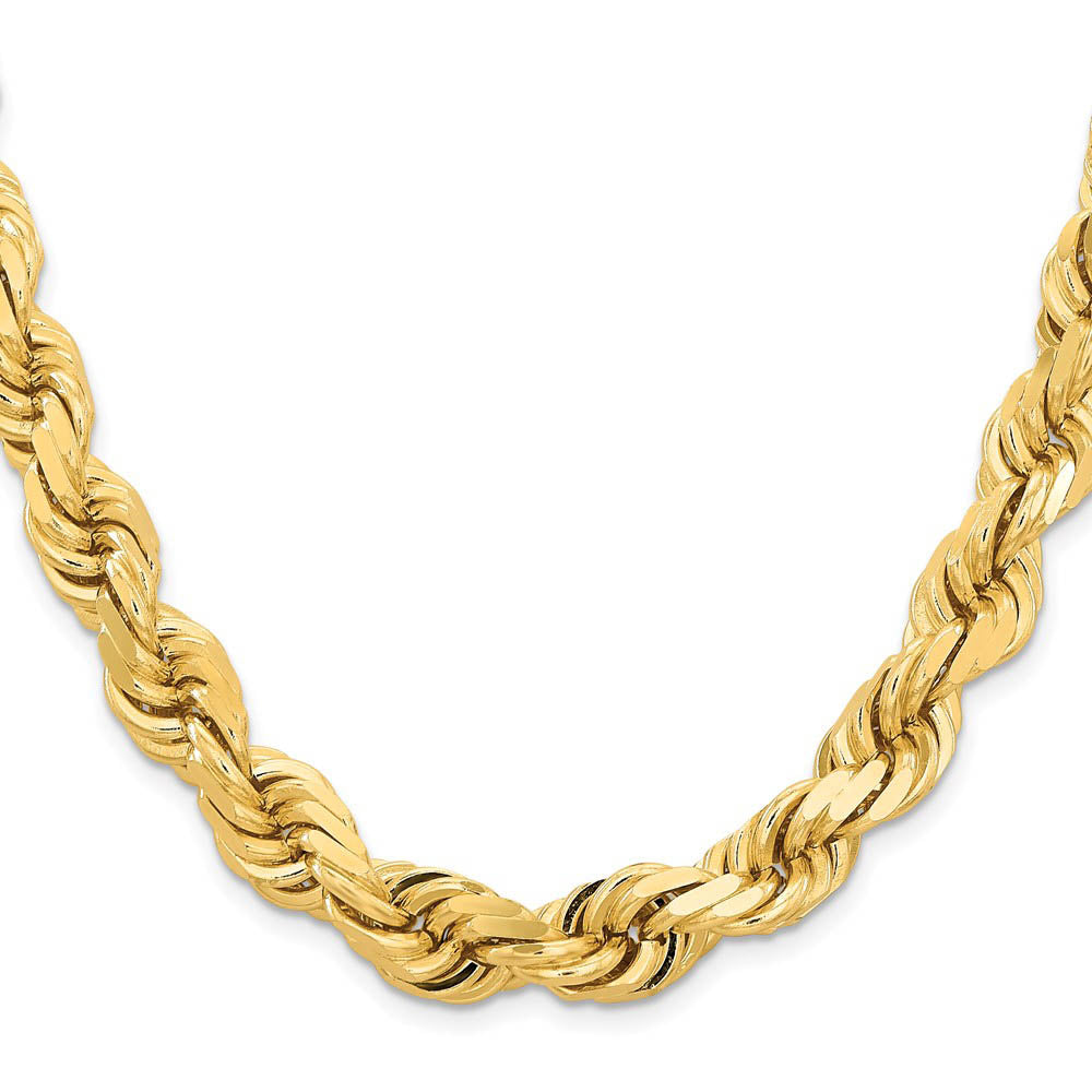 Alternate view of the Men's 14k Yellow Gold 12mm D/C Solid Rope Chain Necklace by The Black Bow Jewelry Co.