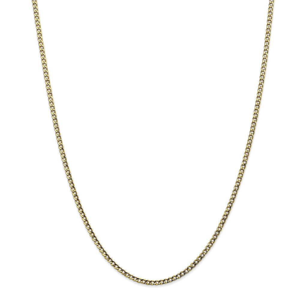 Alternate view of the 2.5mm, 10k Yellow Gold Hollow Curb Chain Necklace by The Black Bow Jewelry Co.