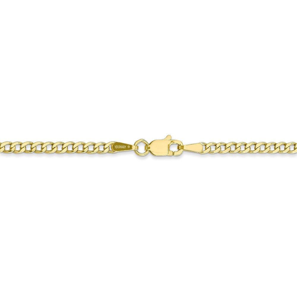 Alternate view of the 2.5mm, 10k Yellow Gold Hollow Curb Chain Necklace by The Black Bow Jewelry Co.