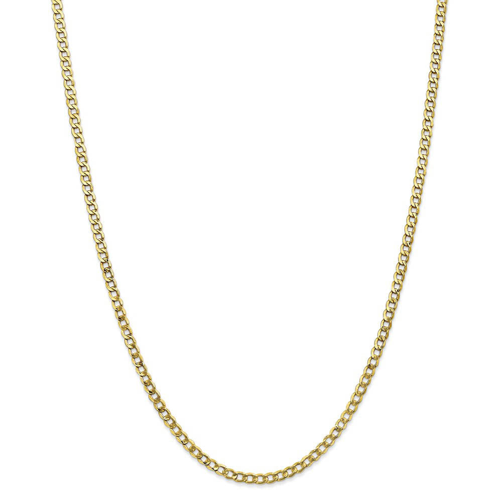 3.35mm, 10k Yellow Gold Hollow Curb Chain Necklace, Item C10050 by The Black Bow Jewelry Co.
