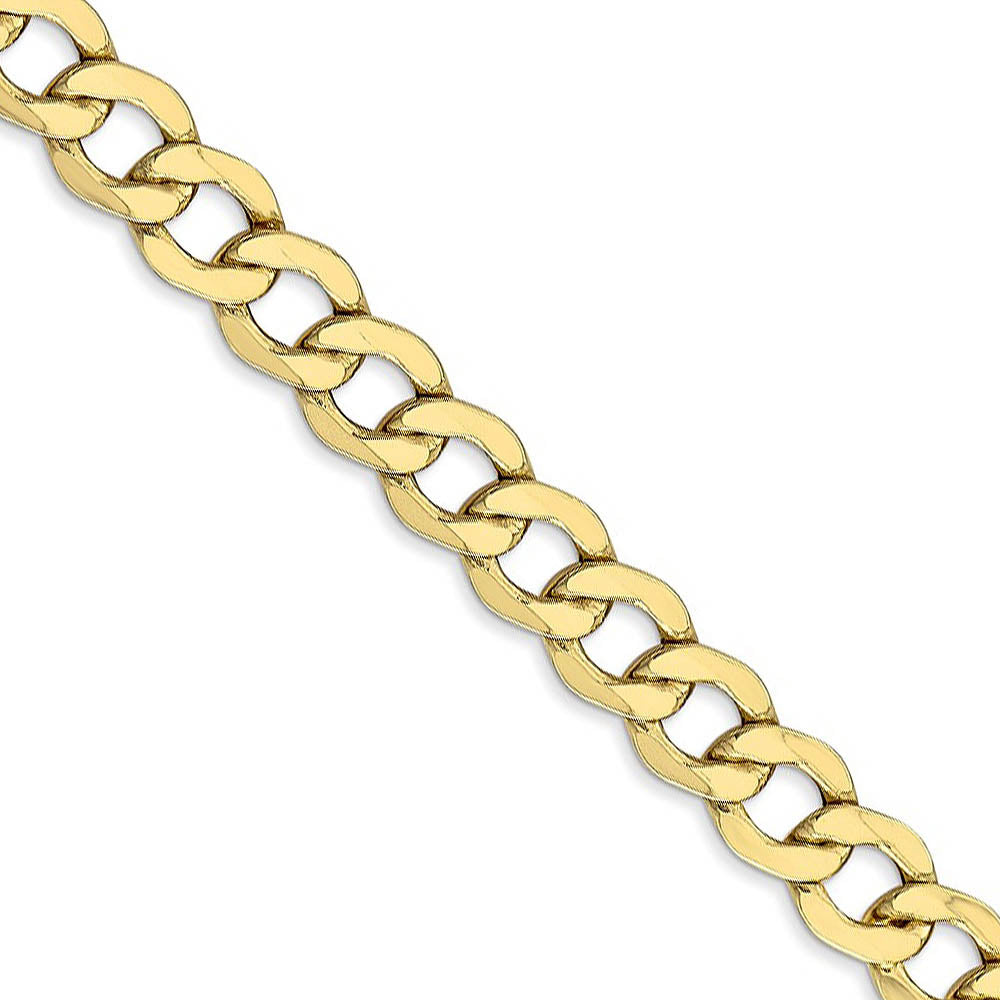 Men's 7mm 10k Yellow Gold Hollow Curb Chain Necklace, Item C10051 by The Black Bow Jewelry Co.