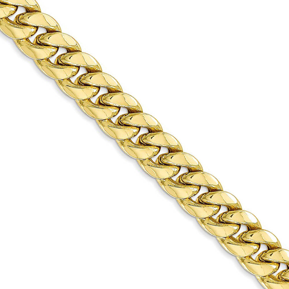 Men's, 10k Yellow Gold 7.3mm Hollow Miami Cuban (Curb) Chain Necklace