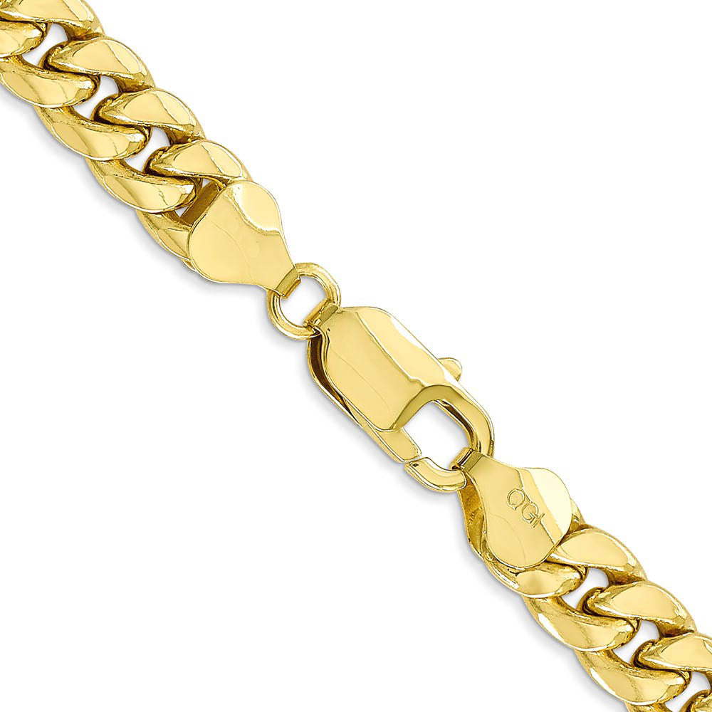 Alternate view of the Men's, 10k Yellow Gold 7.3mm Hollow Miami Cuban (Curb) Chain Necklace by The Black Bow Jewelry Co.