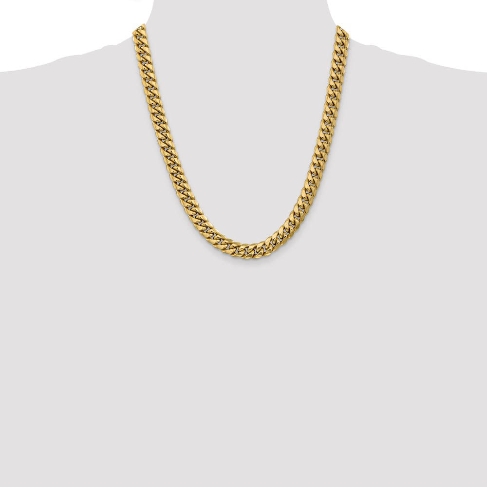 Alternate view of the Men's, 10k Yellow Gold 9.3mm Hollow Miami Cuban (Curb) Chain Necklace by The Black Bow Jewelry Co.