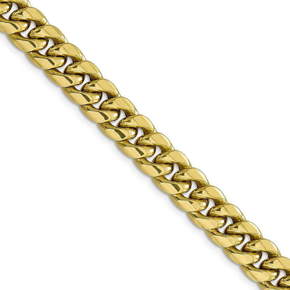 Men's, 10k Yellow Gold 9.3mm Hollow Miami Cuban (Curb) Chain Necklace