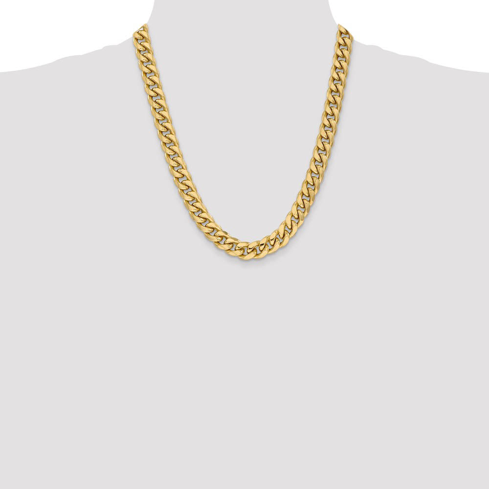 Alternate view of the Men's, 10k Yellow Gold 11mm Hollow Miami Cuban (Curb) Chain Necklace by The Black Bow Jewelry Co.
