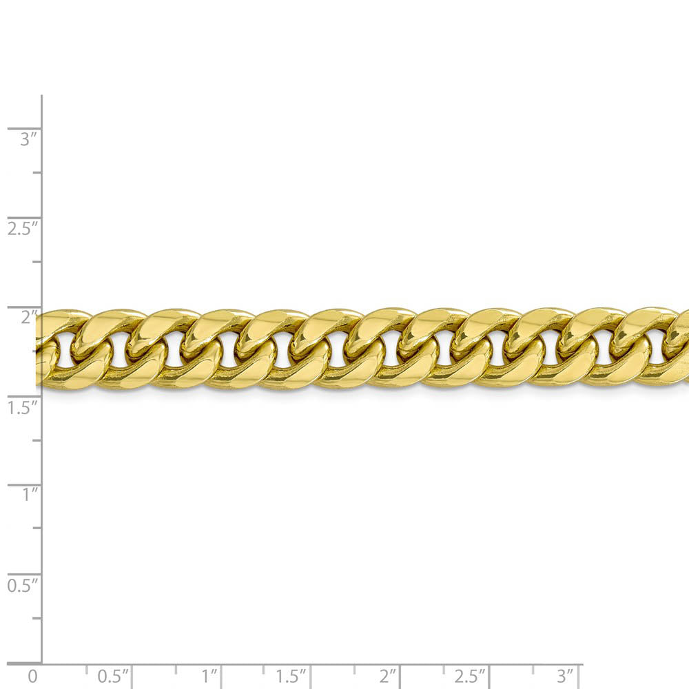 Alternate view of the Men's, 10k Yellow Gold 11mm Hollow Miami Cuban (Curb) Chain Necklace by The Black Bow Jewelry Co.
