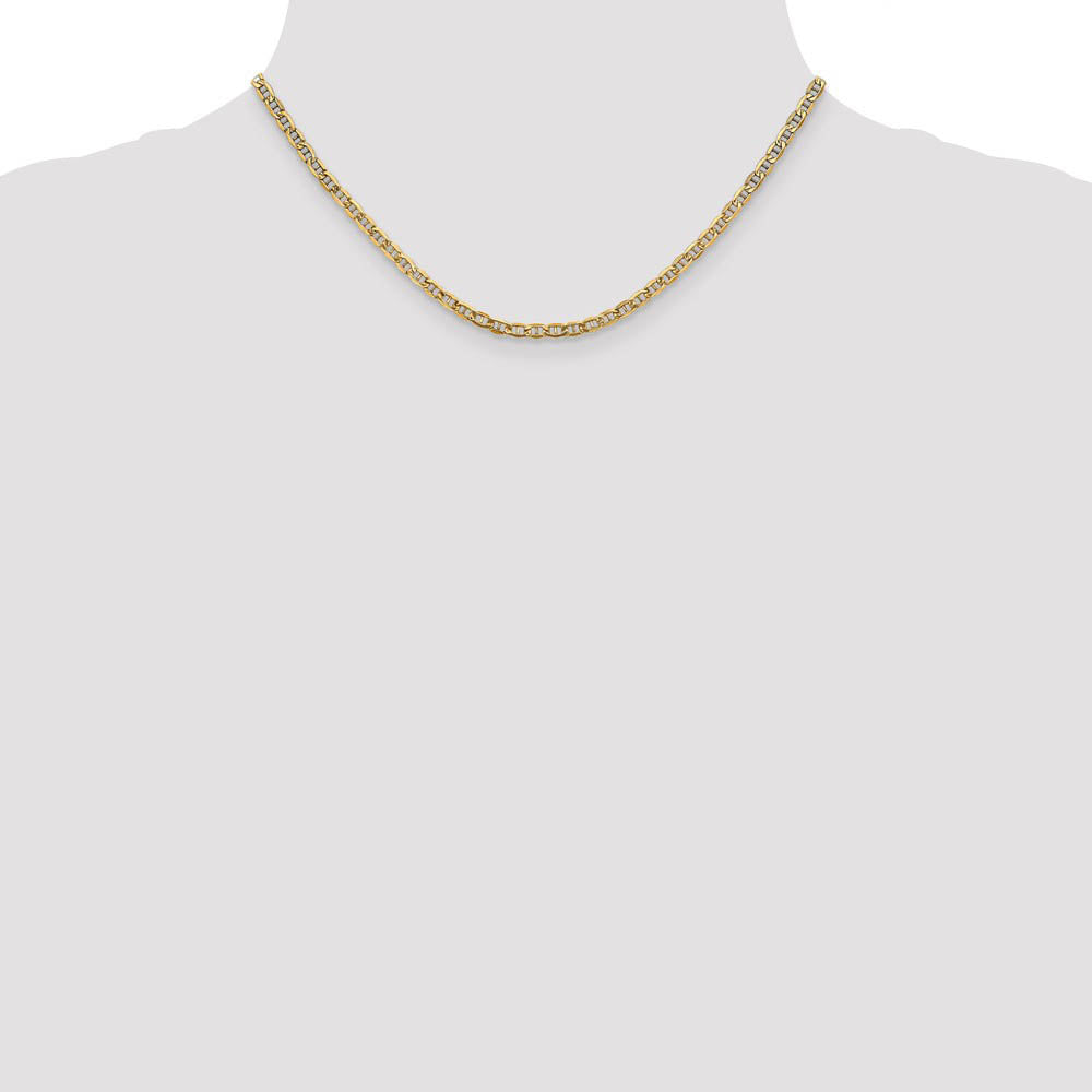 Alternate view of the 3.2mm 10k Yellow Gold Hollow Anchor Chain Necklace by The Black Bow Jewelry Co.