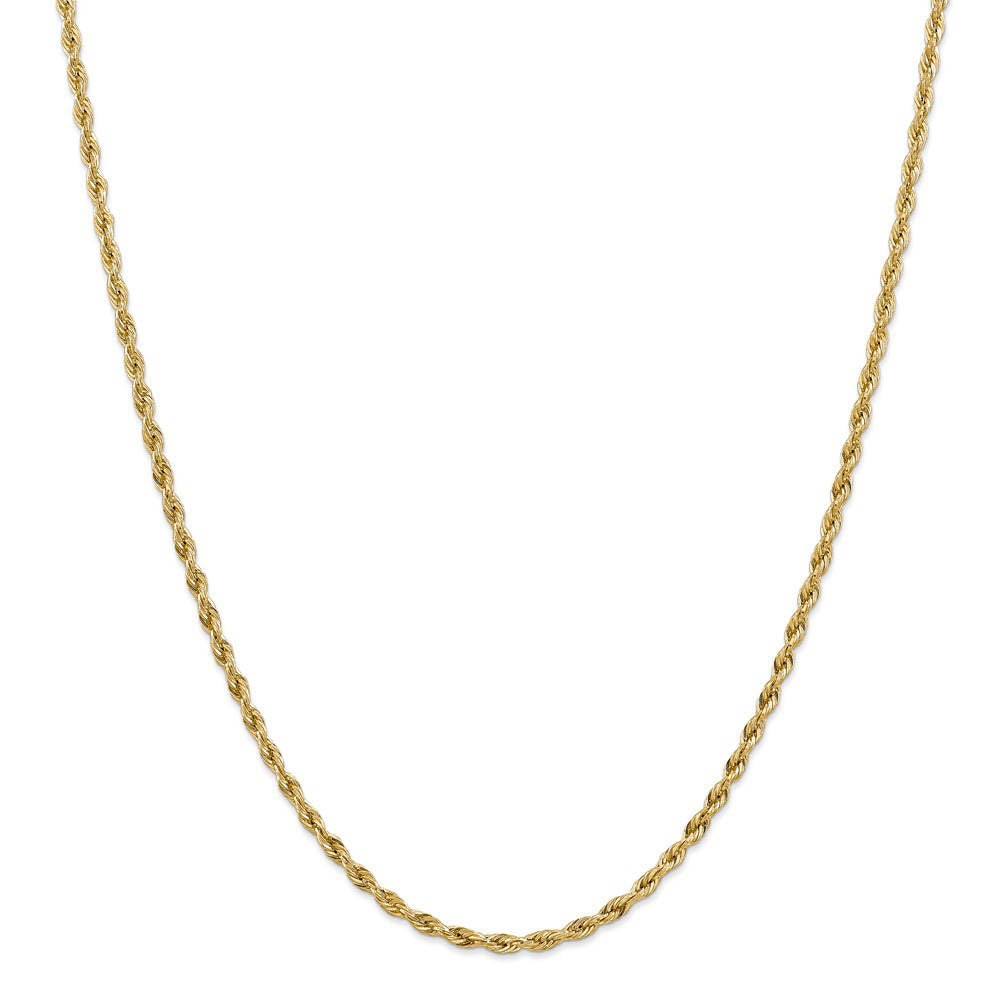 3mm 10k Yellow Gold Hollow Rope Chain Necklace