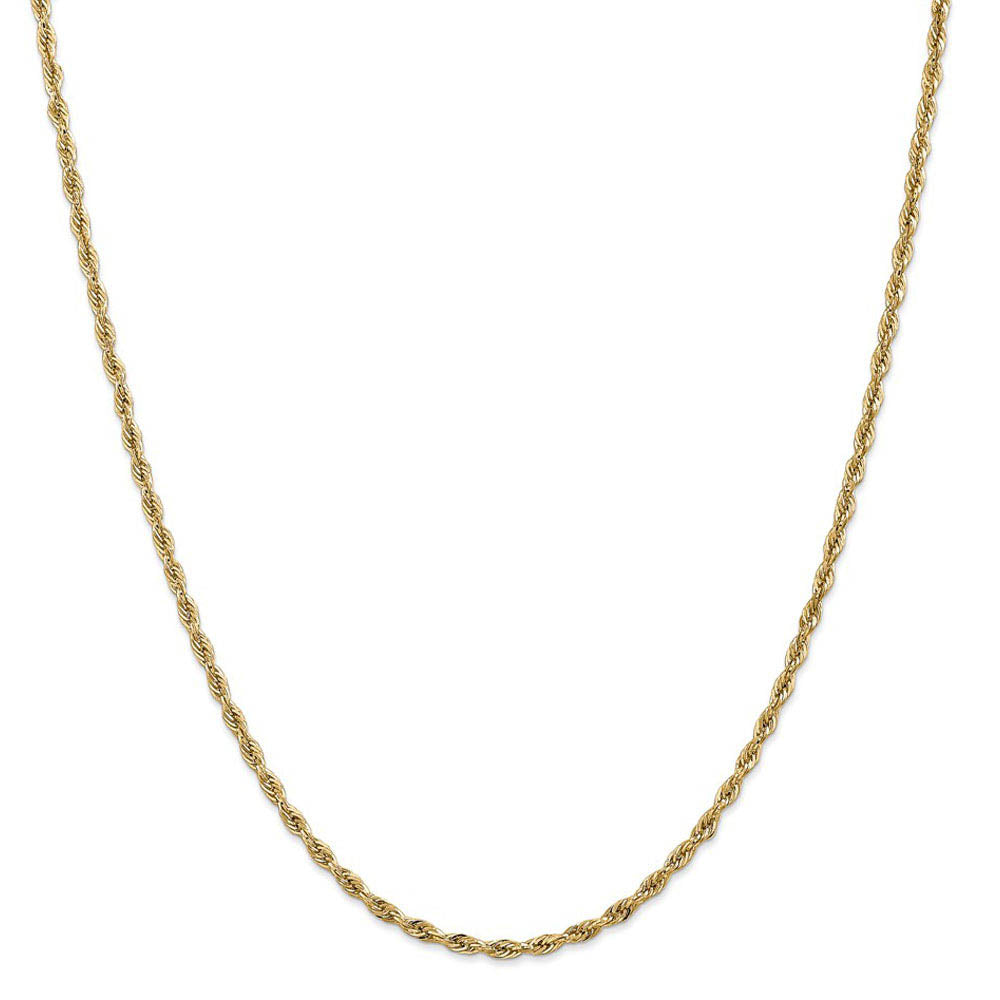 Alternate view of the 2.8mm 10k Yellow Gold Hollow Rope Chain Necklace by The Black Bow Jewelry Co.