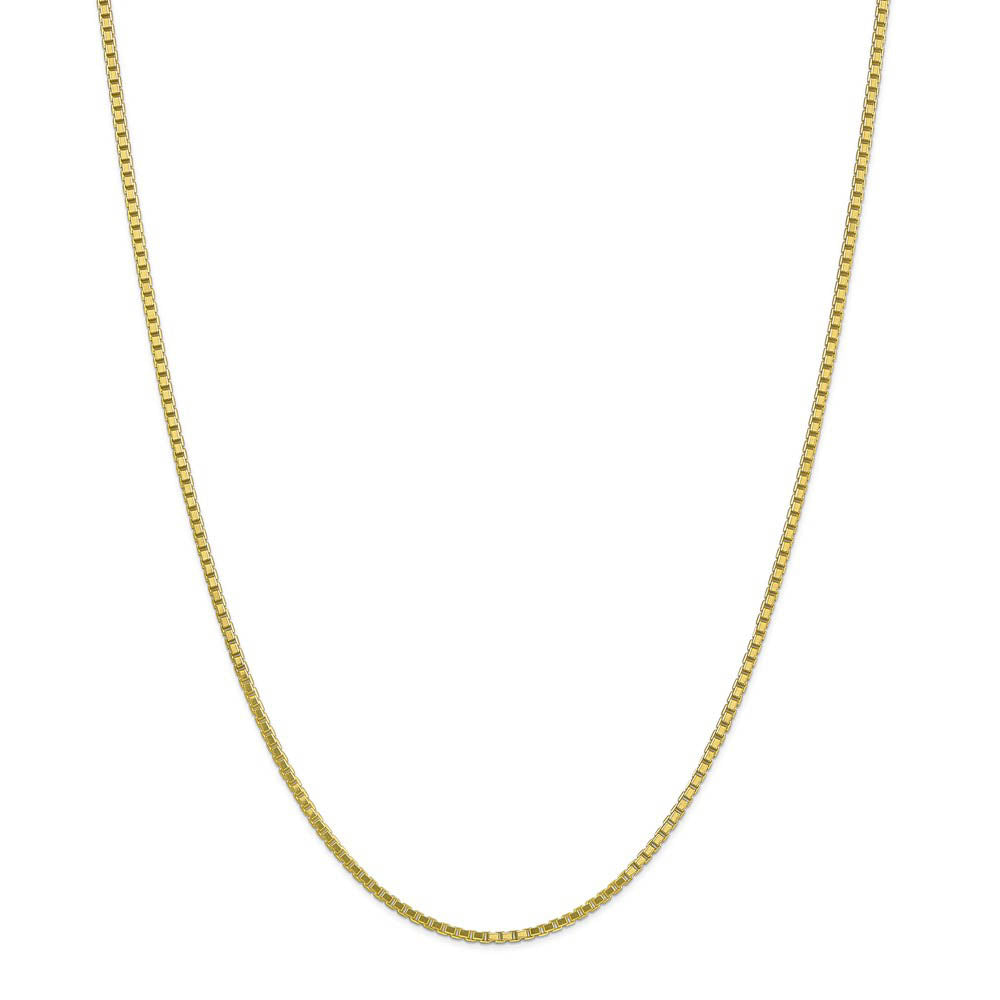 Alternate view of the 1.9mm 10k Yellow Gold Solid Box Chain Necklace by The Black Bow Jewelry Co.